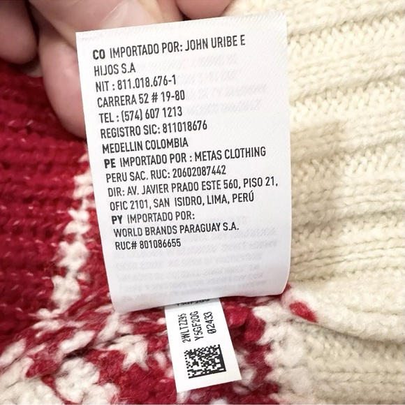 American Eagle AE Chunky Sweater Medium Soft Mock Neck Fair Isle Holiday Red NWT - Picture 12 of 16